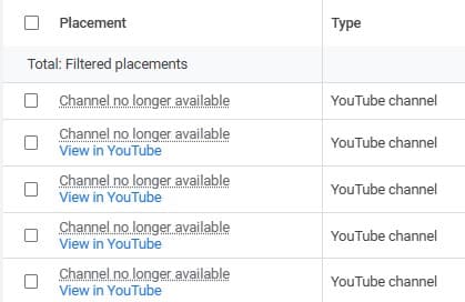 channel no avaliable